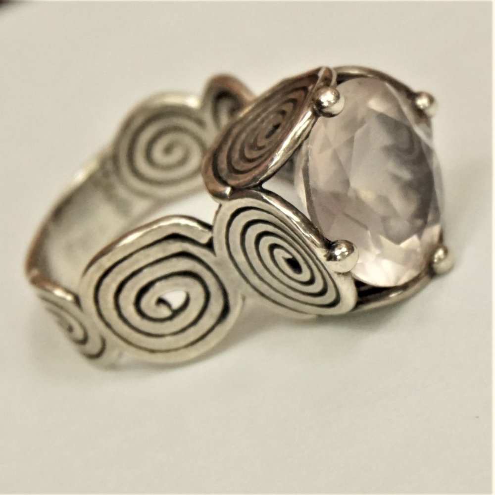 ISRAEL BIG CZ STERLING RING SIZE 8.25 HANDMADE RARE - Picture 15 of 16